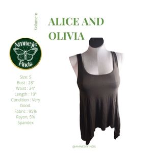 Alice + Olivia Green Scoop Neck Sleeveless Top S